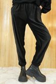 Stretch Velour Tapered Pant Black -